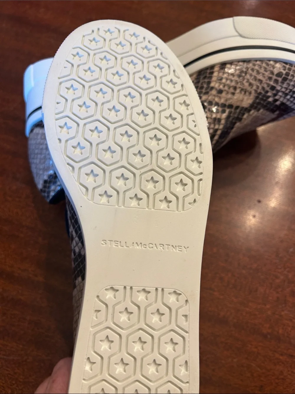 Stella McCartney Beige and Black Snake-Print Platform Slip-Ons